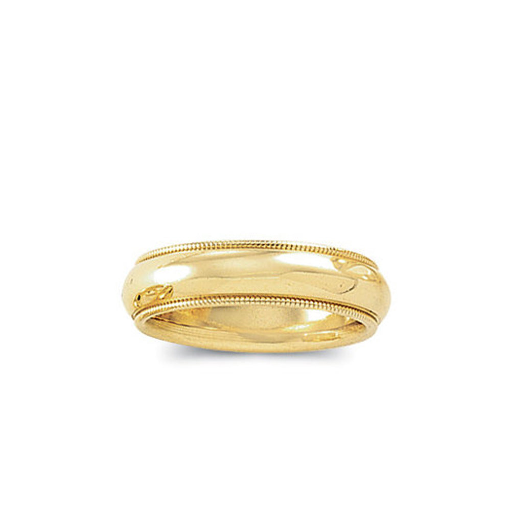 5mm Milgrain Edge Comfort Fit Domed Band in 14k Yellow Gold, Item R10265 by The Black Bow Jewelry Co.