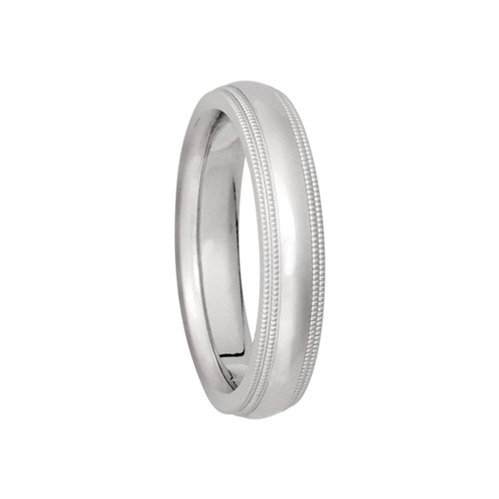4mm Double Milgrain Comfort Fit Domed Band in 14k White Gold, Item R10274 by The Black Bow Jewelry Co.