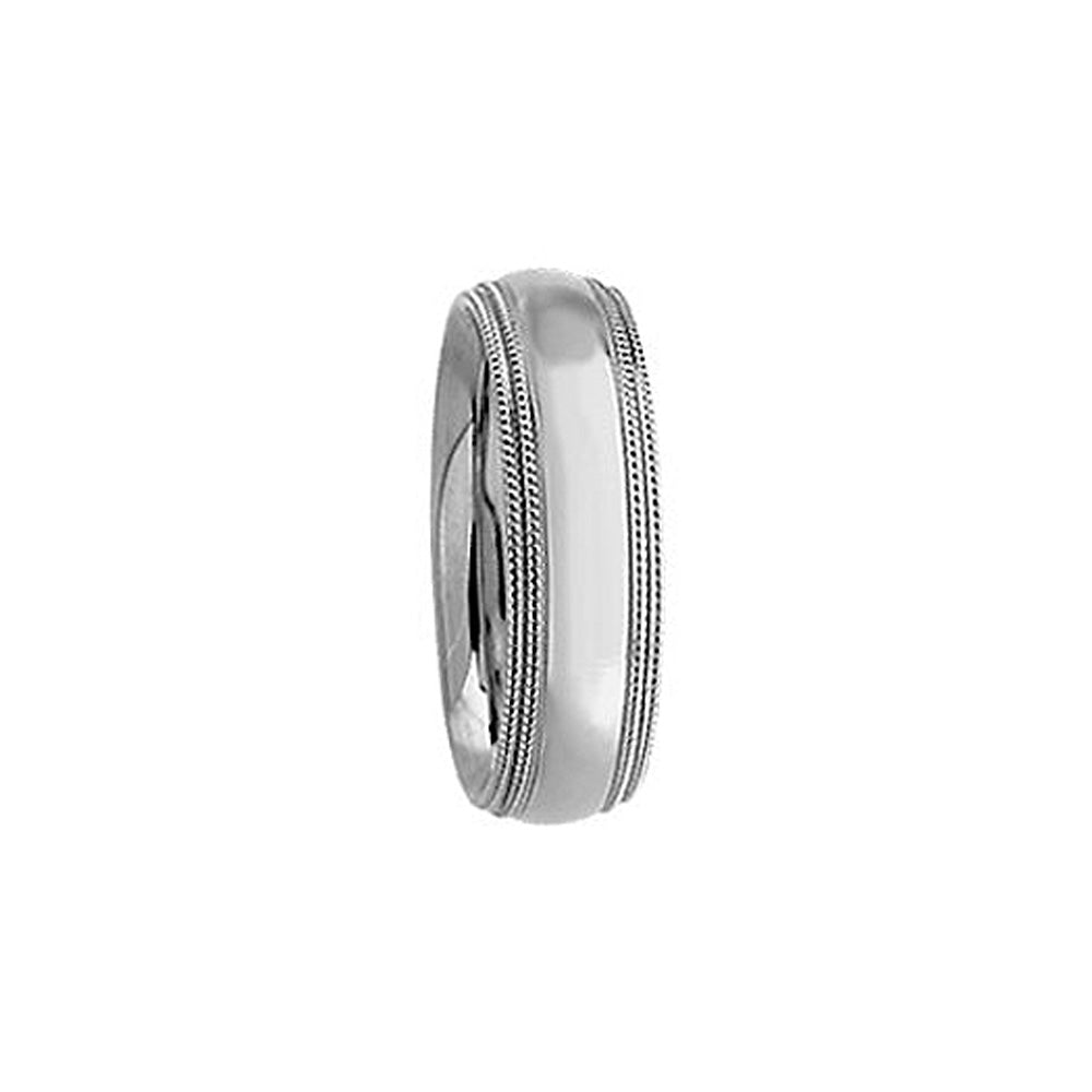 6mm Double Milgrain Comfort Fit Domed Band in 14k White Gold, Item R10276 by The Black Bow Jewelry Co.