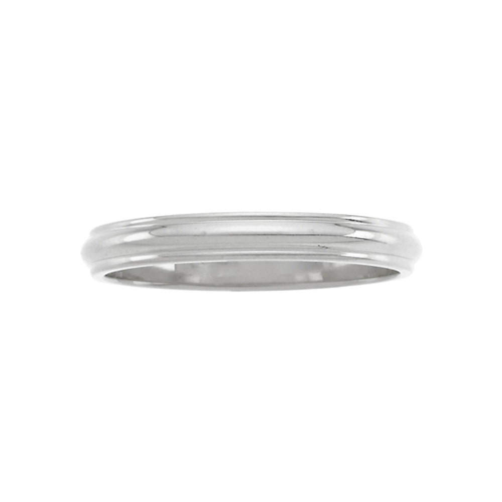 3mm Half Round Ridged Edge Band in 14k White Gold, Item R10286 by The Black Bow Jewelry Co.