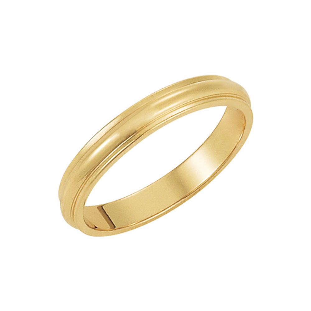 3mm Half Round Ridged Edge Band in 14k Yellow Gold, Item R10287 by The Black Bow Jewelry Co.
