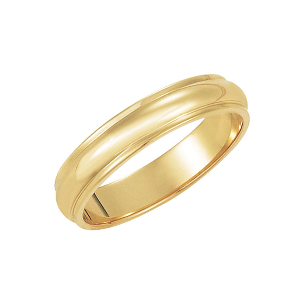 4mm Half Round Ridged Edge Band in 14k Yellow Gold, Item R10290 by The Black Bow Jewelry Co.