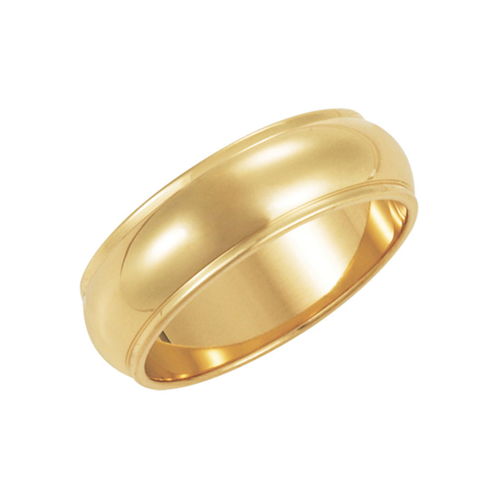 6mm Half Round Ridged Edge Band in 14k Yellow Gold, Item R10292 by The Black Bow Jewelry Co.