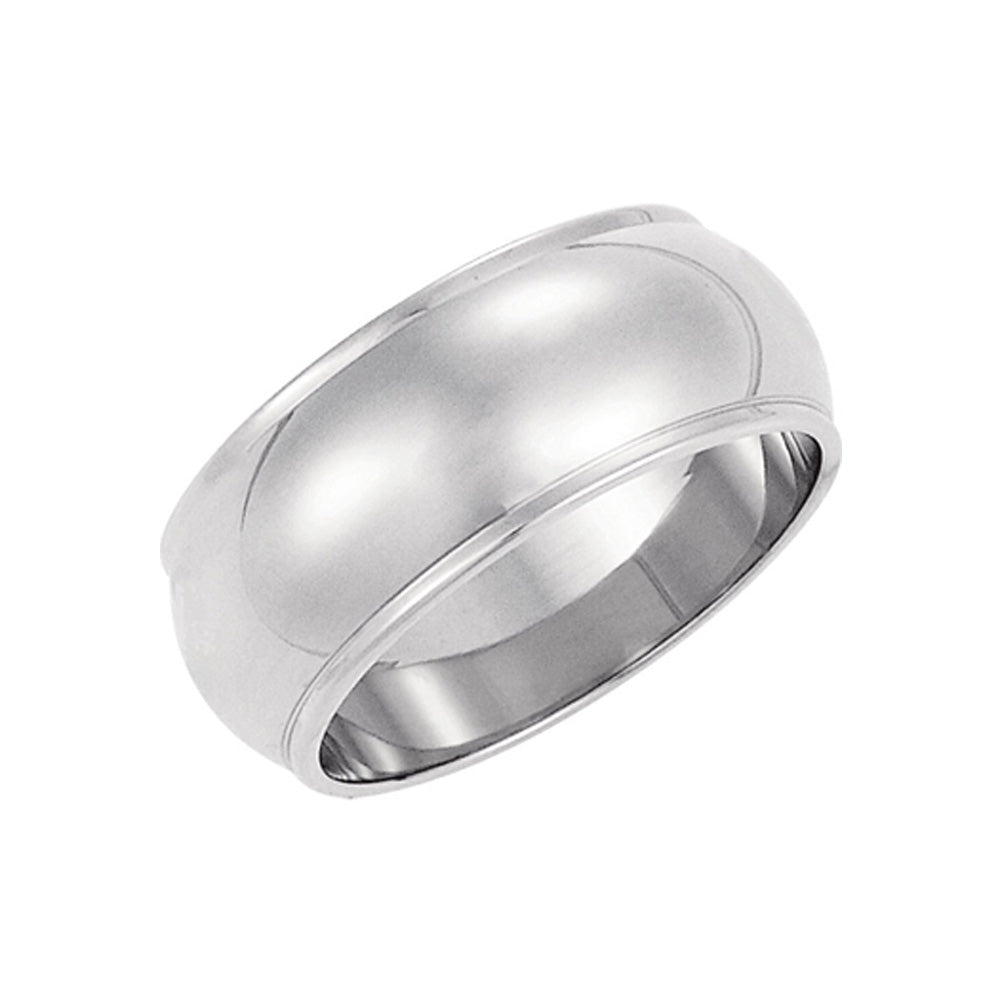 8mm Half Round Ridged Edge Band in 14k White Gold, Item R10294 by The Black Bow Jewelry Co.