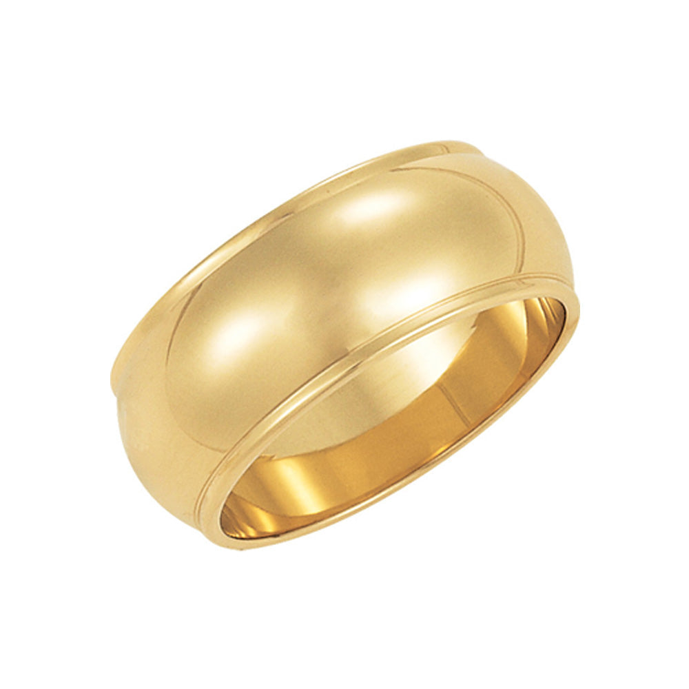 8mm Half Round Ridged Edge Band in 10k Yellow Gold - The Black Bow