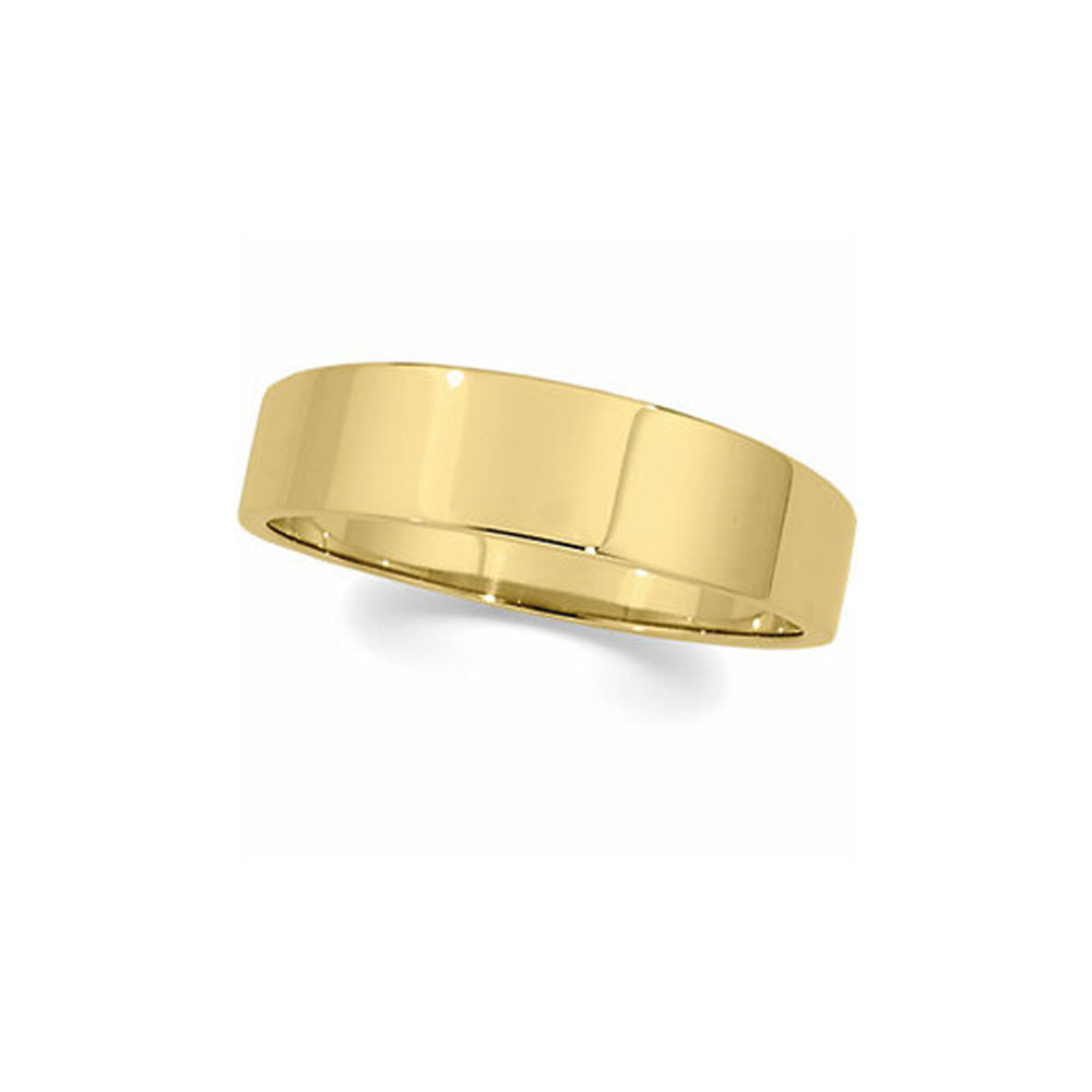 6mm Flat Tapered Wedding Band in 14k Yellow Gold, Item R10303 by The Black Bow Jewelry Co.