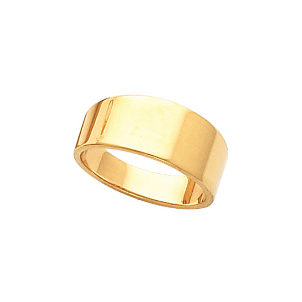 8mm Flat Tapered Wedding Band in 14k Yellow Gold, Item R10306 by The Black Bow Jewelry Co.