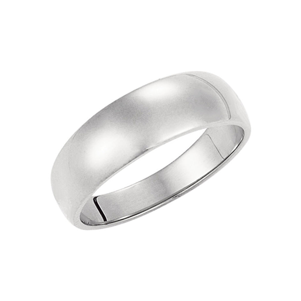 6mm Half Round Tapered Wedding Band in 14k White Gold, Item R10313 by The Black Bow Jewelry Co.