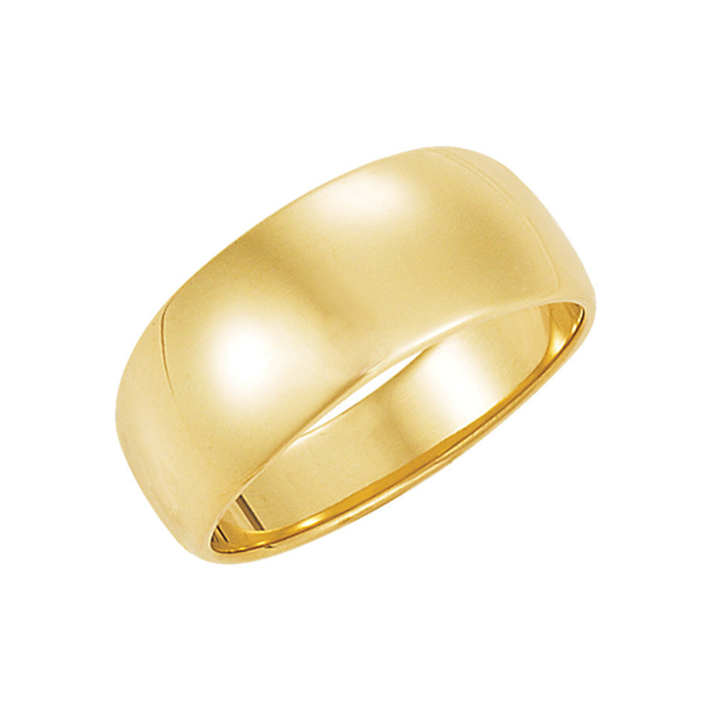8mm Half Round Tapered Wedding Band in 10k Yellow Gold, Item R10317 by The Black Bow Jewelry Co.
