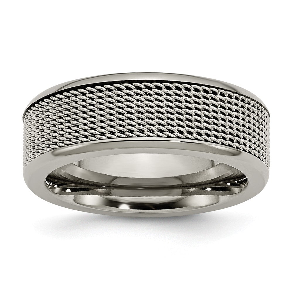 8mm Titanium and Stainless Steel Polished Mesh Band, Item R10387 by The Black Bow Jewelry Co.