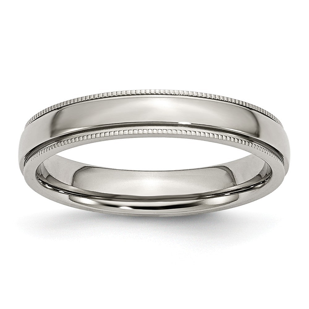 Stainless Steel Beaded Edge 4mm Polished Comfort Fit Band, Item R10396 by The Black Bow Jewelry Co.