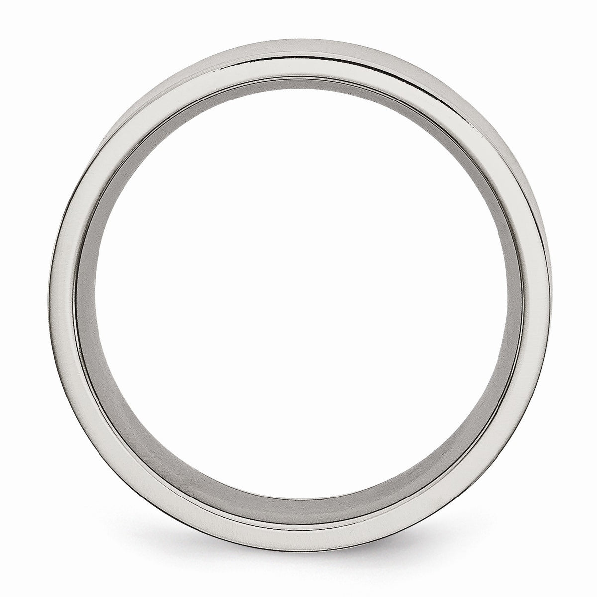 Alternate view of the 8mm Brushed Stainless Steel Flat Comfort Fit Wedding Band by The Black Bow Jewelry Co.