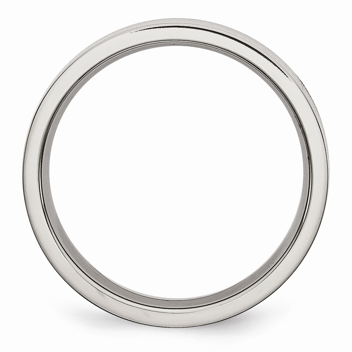Alternate view of the 5mm Polished Stainless Steel Flat Comfort Fit Wedding Band by The Black Bow Jewelry Co.