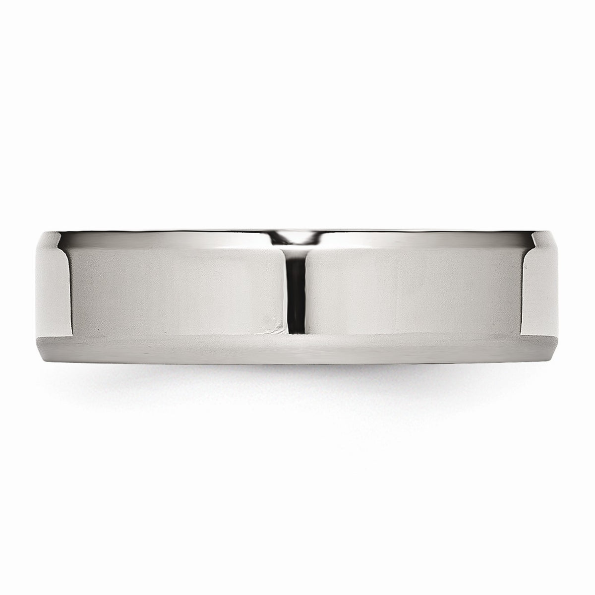 Alternate view of the 6mm Polished Beveled Edge Comfort Fit Stainless Steel Band by The Black Bow Jewelry Co.