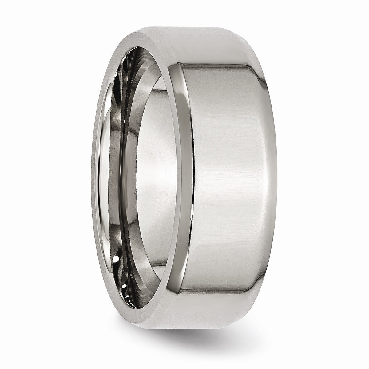 Alternate view of the 8mm Polished Beveled Edge Comfort Fit Stainless Steel Band by The Black Bow Jewelry Co.