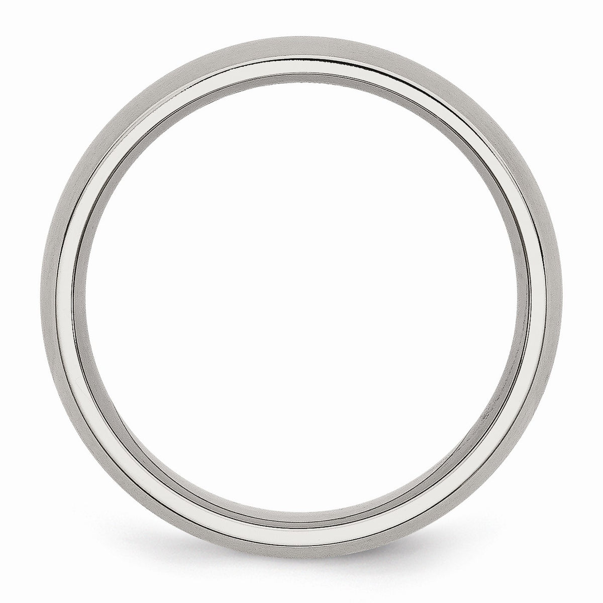 Alternate view of the 6mm Brushed Domed Comfort Fit Band in Stainless Steel by The Black Bow Jewelry Co.