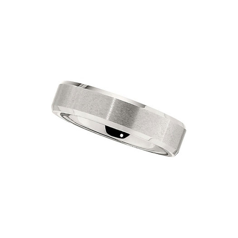 6mm Dura Cobalt Beveled Edge Flat Satin Comfort Fit Band, Item R10437 by The Black Bow Jewelry Co.