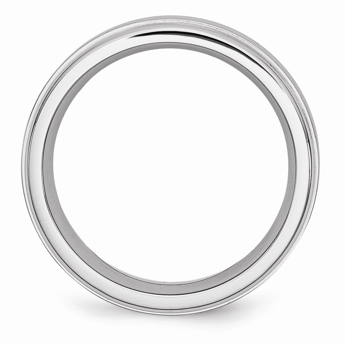Alternate view of the 8mm Cobalt Satin Finish Ridged Edge Comfort Fit Band by The Black Bow Jewelry Co.