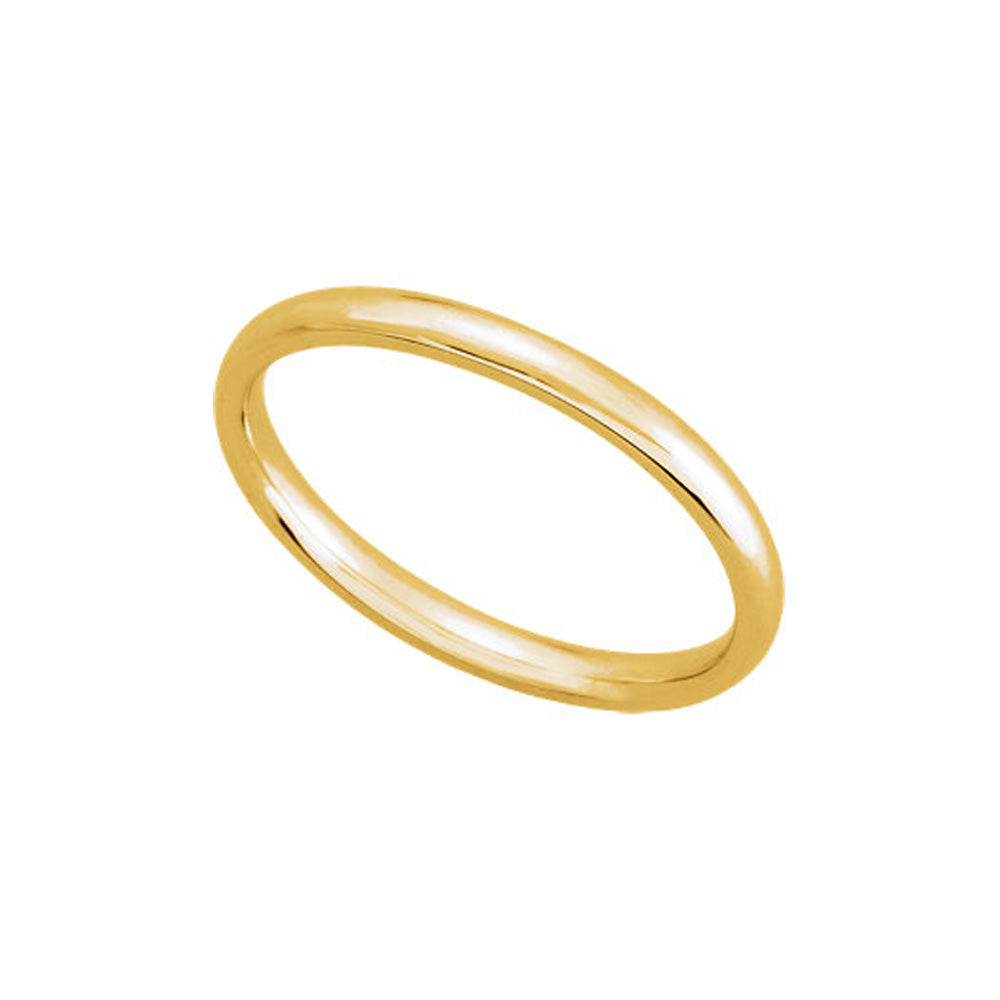 2mm Light Domed Comfort Fit Wedding Band in 14k Yellow Gold, Item R10462 by The Black Bow Jewelry Co.