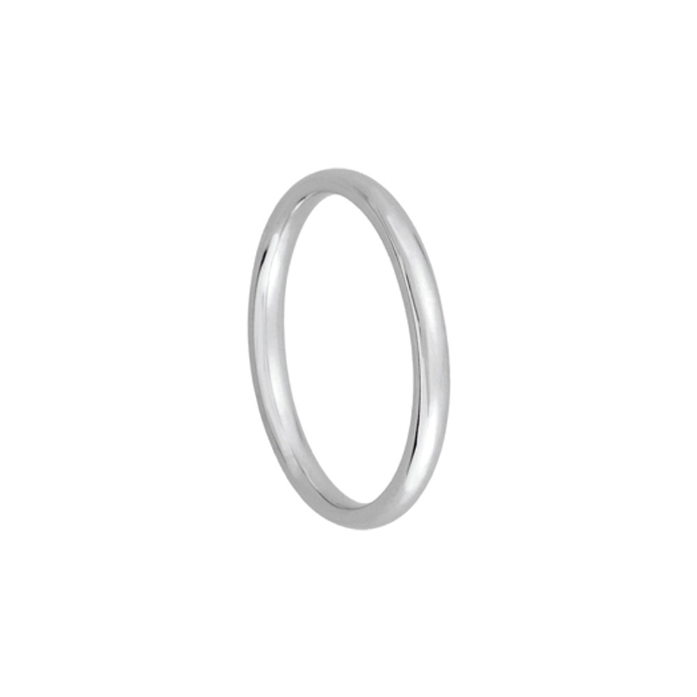 2mm Light Domed Comfort Fit Wedding Band in Platinum, Item R10464 by The Black Bow Jewelry Co.