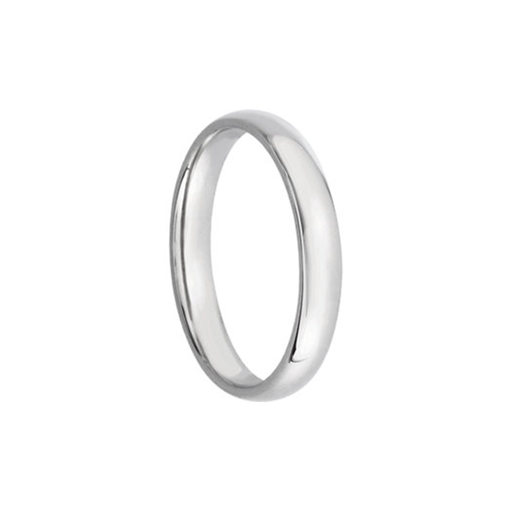 3mm Light Domed Comfort Fit Wedding Band in 14k White Gold, Item R10468 by The Black Bow Jewelry Co.