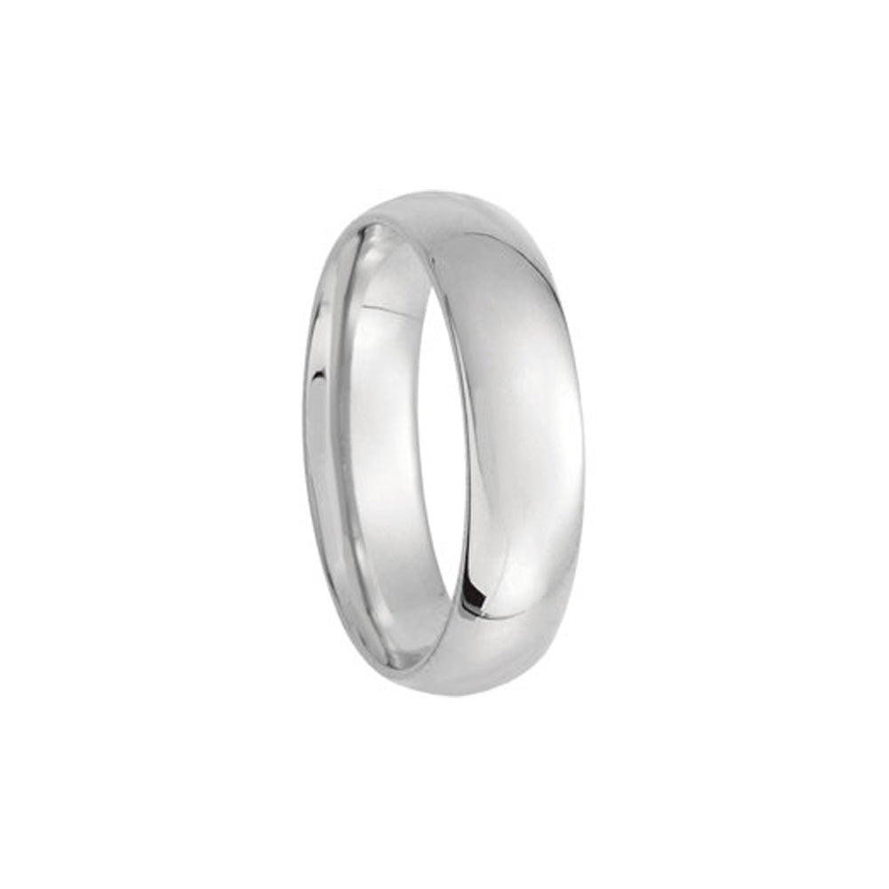 5mm Light Domed Comfort Fit Wedding Band in 14k White Gold, Item R10478 by The Black Bow Jewelry Co.