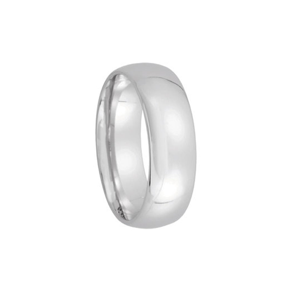 6mm Light Domed Comfort Fit Wedding Band in 14k White Gold, Item R10483 by The Black Bow Jewelry Co.