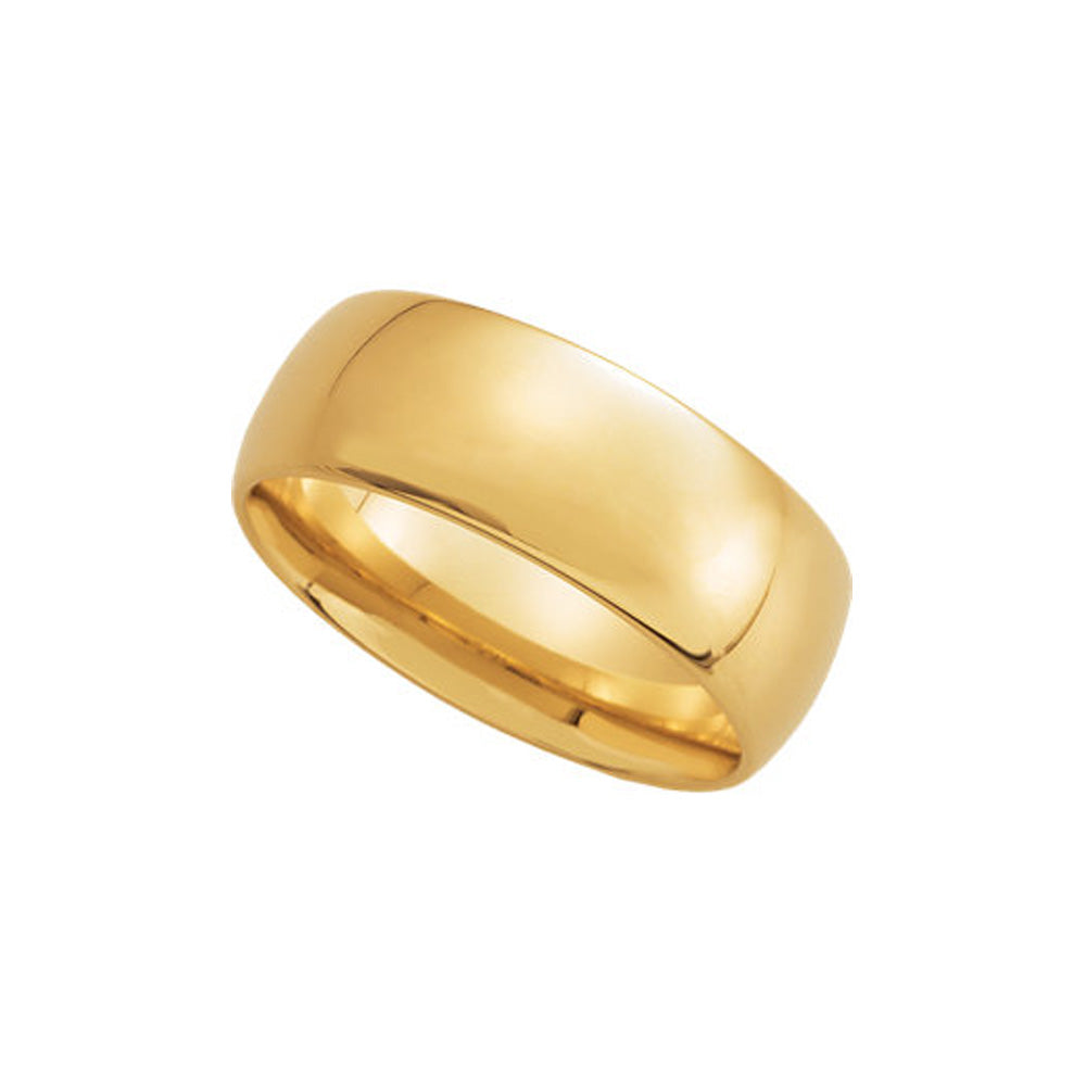 7mm Light Domed Comfort Fit Wedding Band in 14k Yellow Gold, Item R10487 by The Black Bow Jewelry Co.