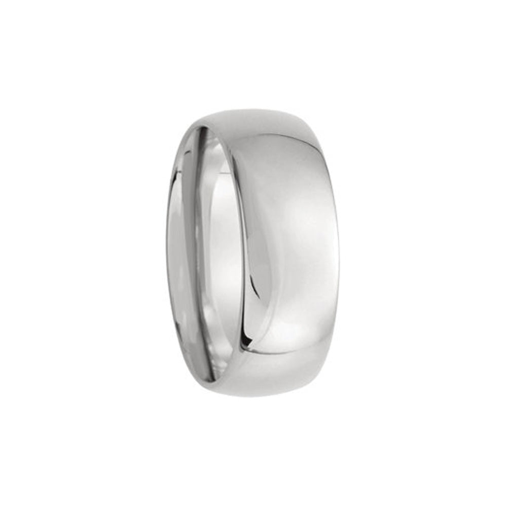 7mm Light Domed Comfort Fit Wedding Band in 14k White Gold, Item R10488 by The Black Bow Jewelry Co.