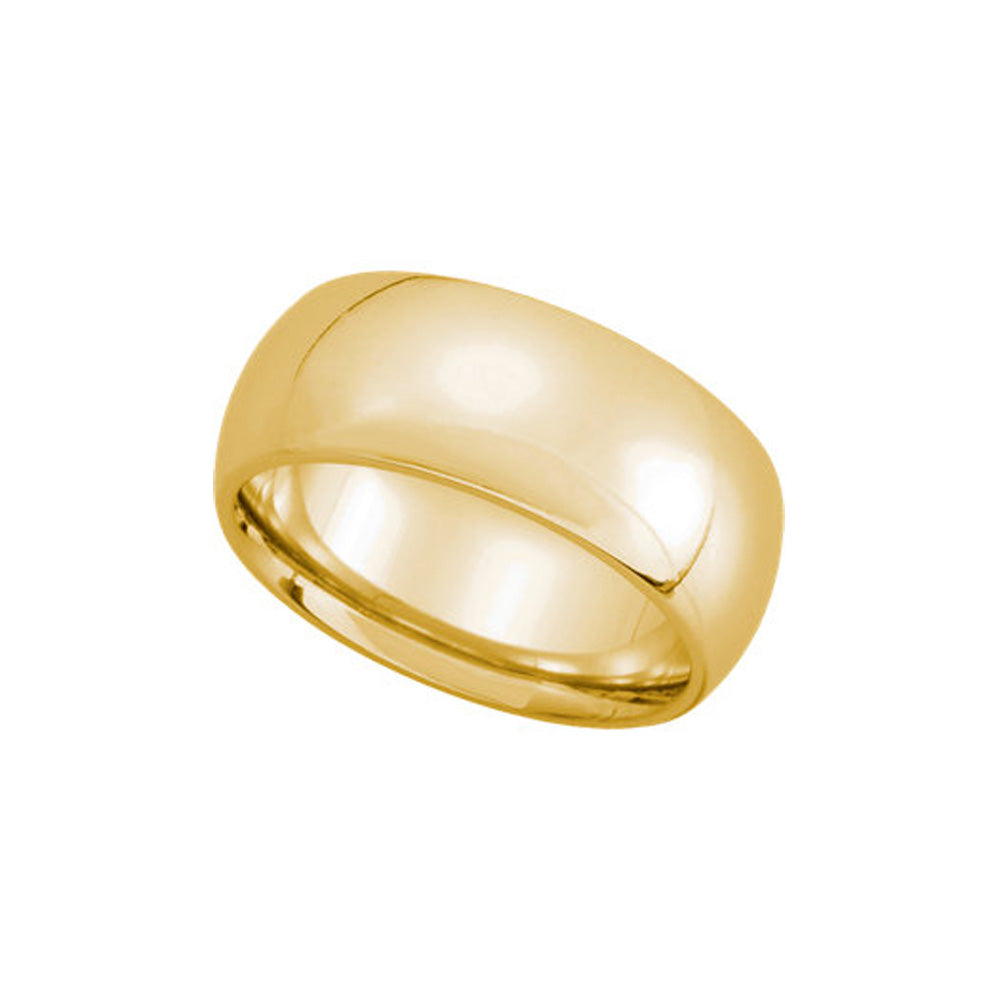 8mm Light Domed Comfort Fit Wedding Band in 14k Yellow Gold, Item R10492 by The Black Bow Jewelry Co.