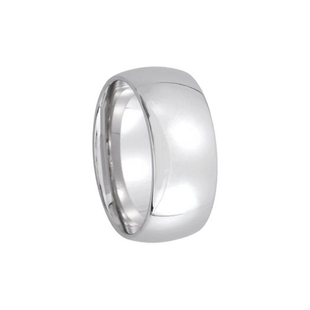 8mm Light Domed Comfort Fit Wedding Band in 10k White Gold, Item R10496 by The Black Bow Jewelry Co.