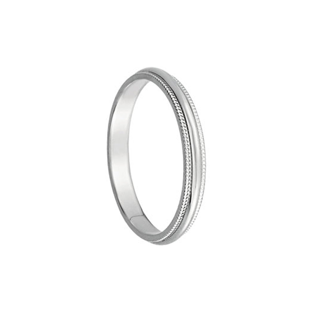 2.5mm Milgrain Edge Domed Band in 14k White Gold, Item R10497 by The Black Bow Jewelry Co.