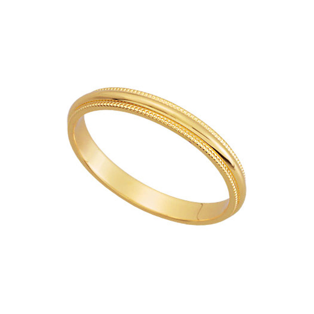 2.5mm Milgrain Edge Domed Band in 10k Yellow Gold, Item R10499 by The Black Bow Jewelry Co.