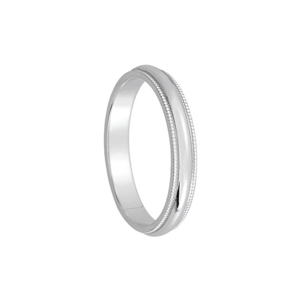3mm Milgrain Edge Domed Band in 14k White Gold, Item R10501 by The Black Bow Jewelry Co.