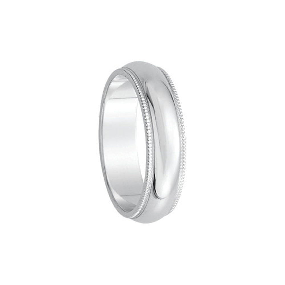 5mm Milgrain Edge Domed Band in 14k White Gold, Item R10509 by The Black Bow Jewelry Co.