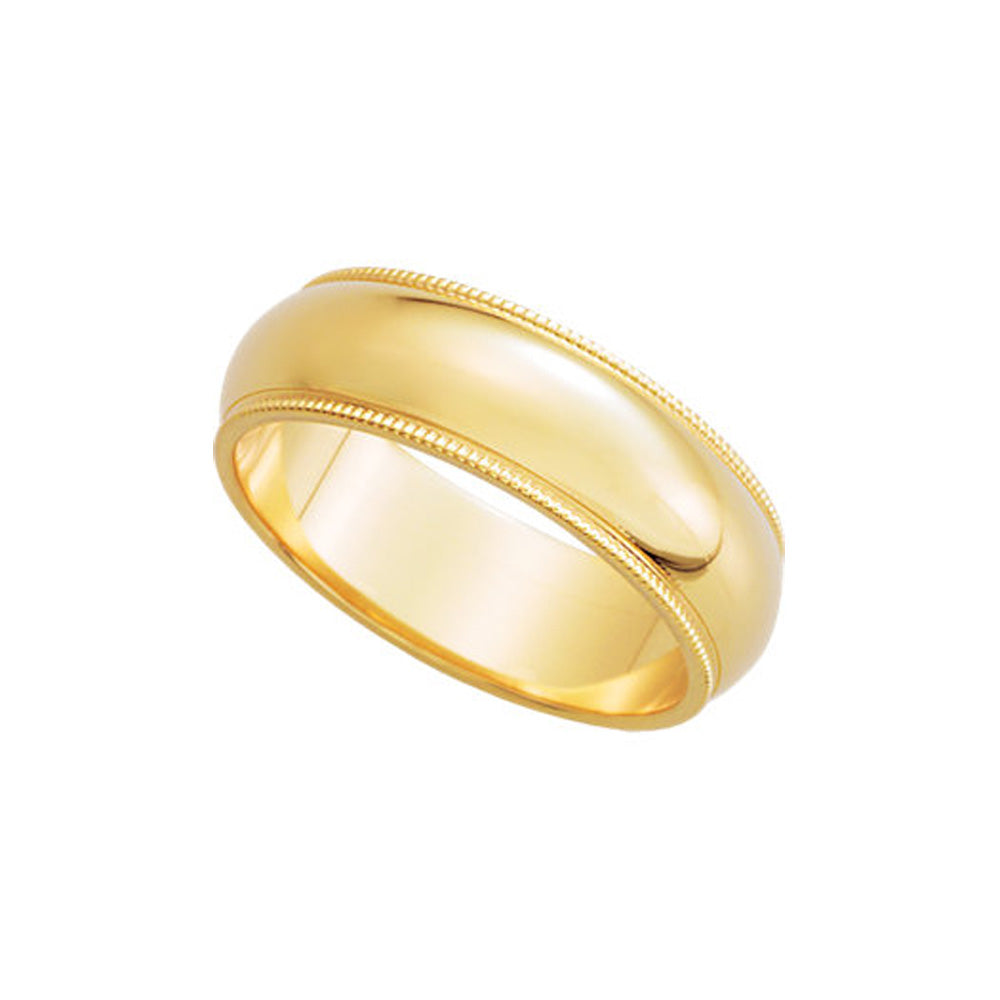 6mm Milgrain Edge Domed Band in 14k Yellow Gold, Item R10515 by The Black Bow Jewelry Co.