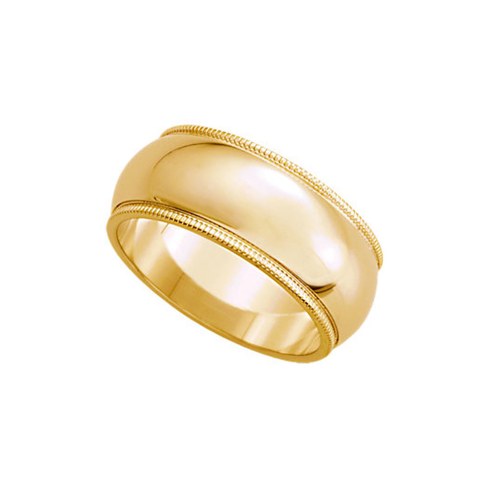 8mm Milgrain Edge Domed Band in 14k Yellow Gold, Item R10520 by The Black Bow Jewelry Co.