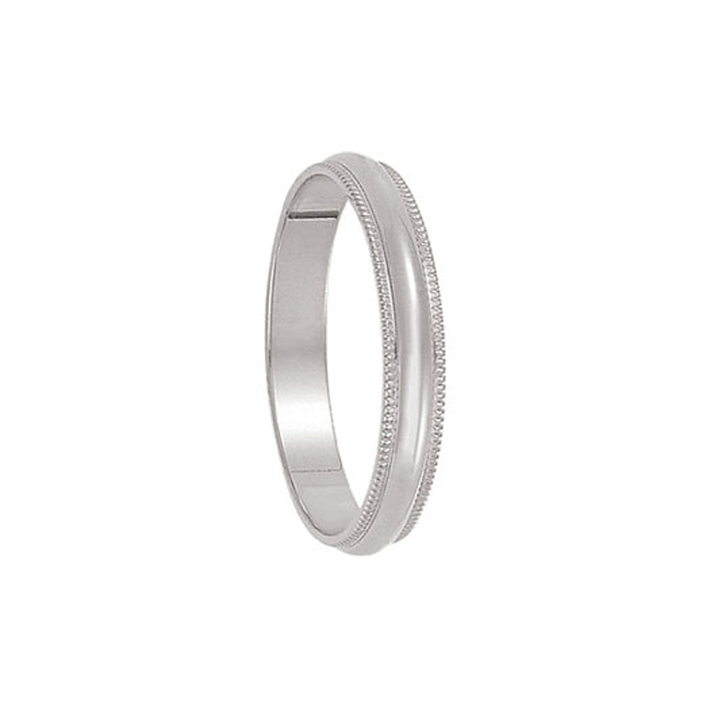 3mm Milgrain Edge Domed Light Band in 14k White Gold, Item R10535 by The Black Bow Jewelry Co.