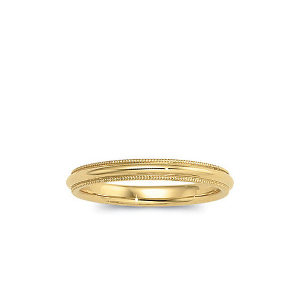 3mm Milgrain Edge Domed Light Band in 14k Yellow Gold, Item R10536 by The Black Bow Jewelry Co.
