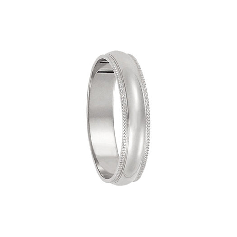 4mm Milgrain Edge Domed Light Band in 14k White Gold, Item R10538 by The Black Bow Jewelry Co.