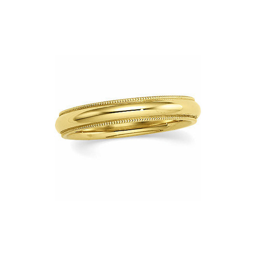4mm Milgrain Edge Domed Light Band in 14k Yellow Gold, Item R10539 by The Black Bow Jewelry Co.
