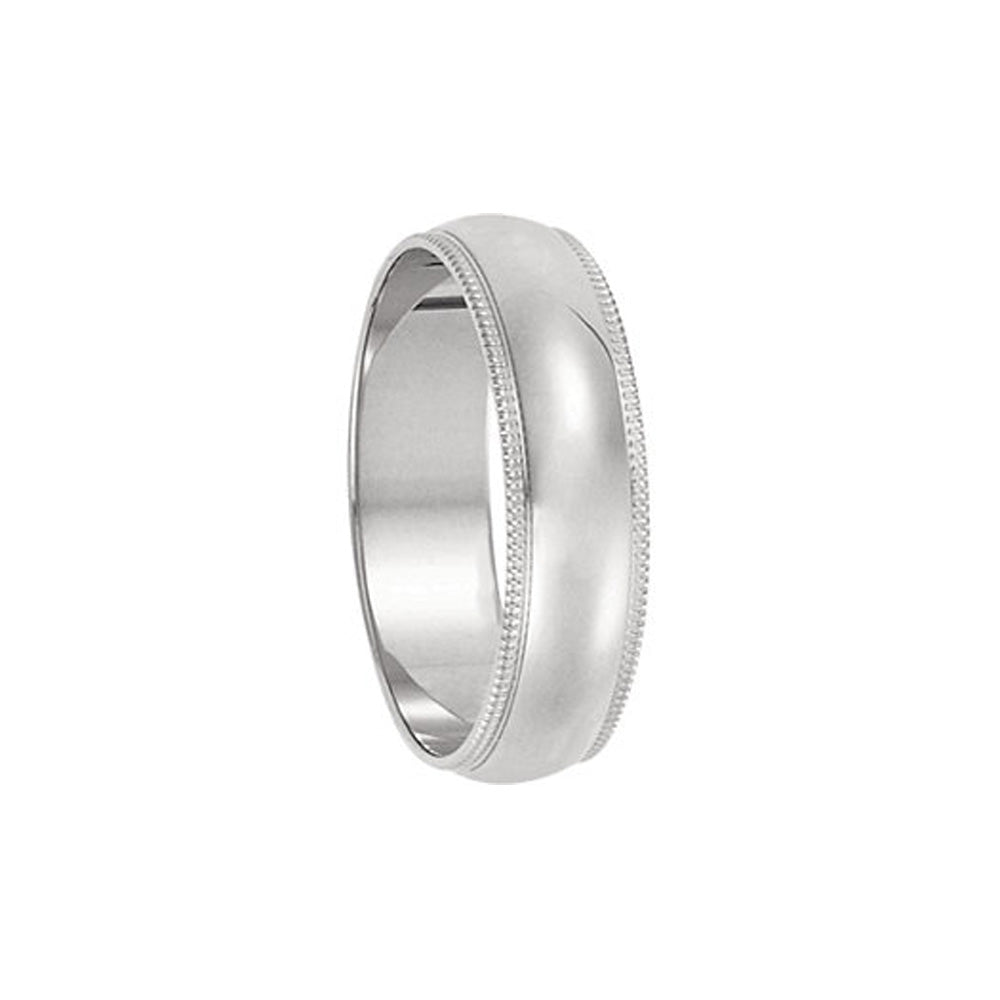 5mm Milgrain Edge Domed Light Band in 14k White Gold, Item R10542 by The Black Bow Jewelry Co.