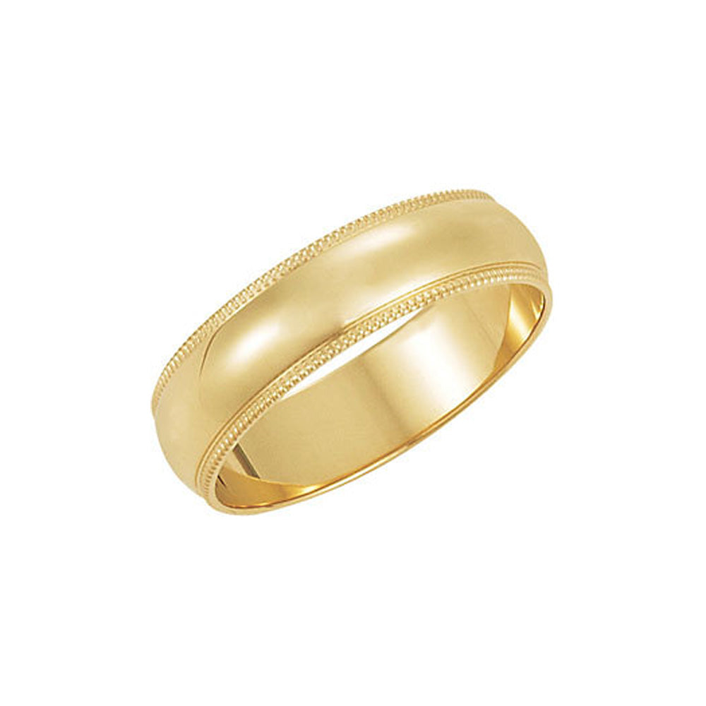 5mm Milgrain Edge Domed Light Band in 14k Yellow Gold, Item R10543 by The Black Bow Jewelry Co.