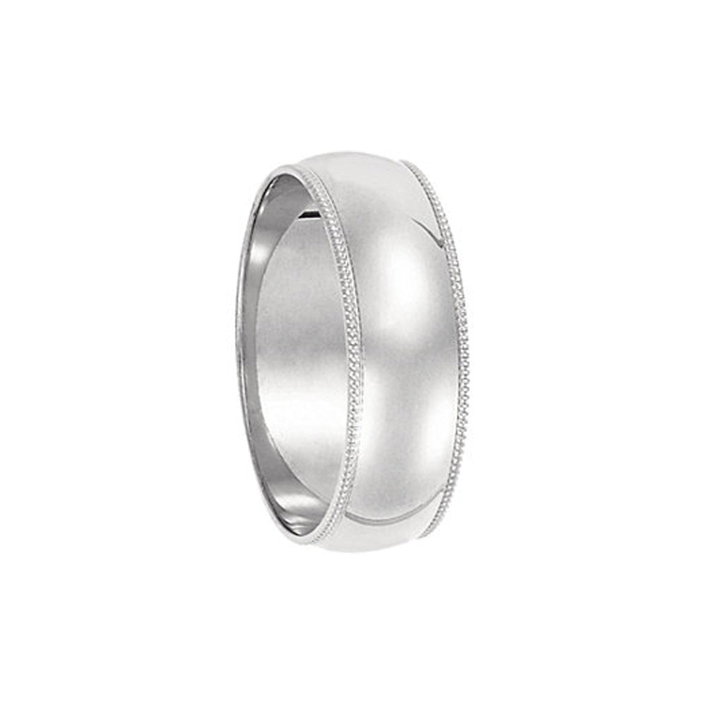 6mm Milgrain Edge Domed Light Band in 14k White Gold, Item R10545 by The Black Bow Jewelry Co.