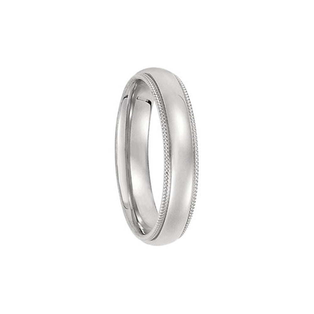 4mm Light Milgrain Edge Comfort Fit Domed Band in 14k White Gold, Item R10549 by The Black Bow Jewelry Co.