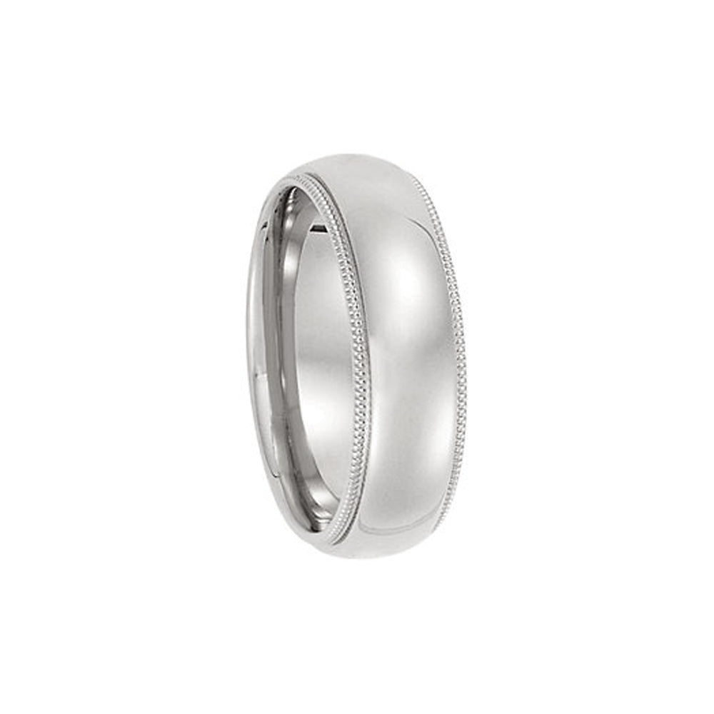 6mm Light Milgrain Edge Comfort Fit Domed Band in 10k White Gold, Item R10555 by The Black Bow Jewelry Co.