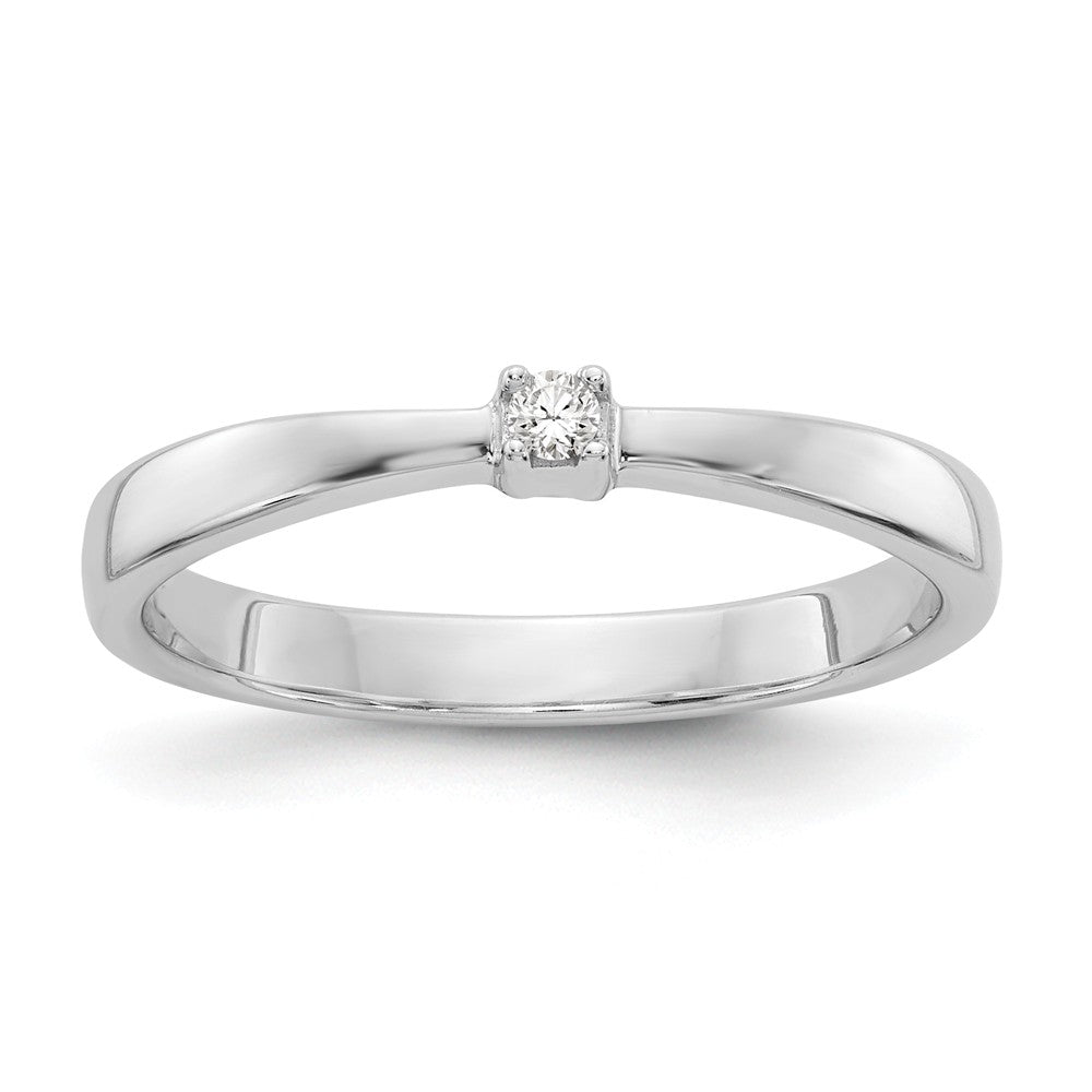 .03 Carat Diamond Solitaire Ring in Rhodium Plated Sterling Silver, Item R10593 by The Black Bow Jewelry Co.