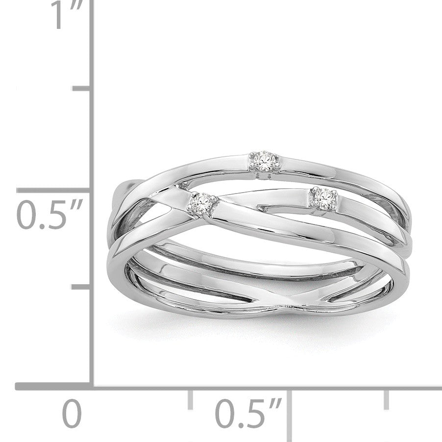 Alternate view of the .03 Ctw Diamond Split Shank 6mm Rhodium Plated Sterling Silver Ring by The Black Bow Jewelry Co.