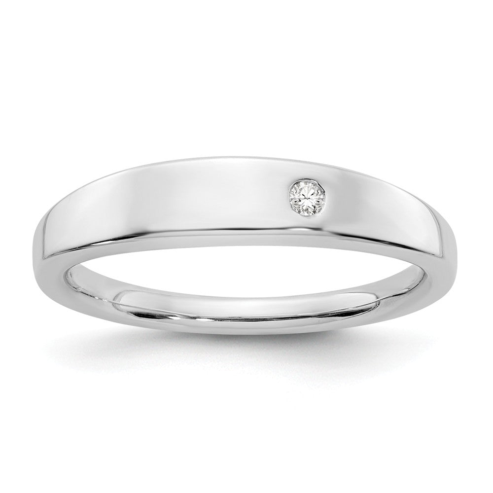 4mm Tapered 2pt Diamond Ring in Rhodium Plated Sterling Silver, Item R10599 by The Black Bow Jewelry Co.