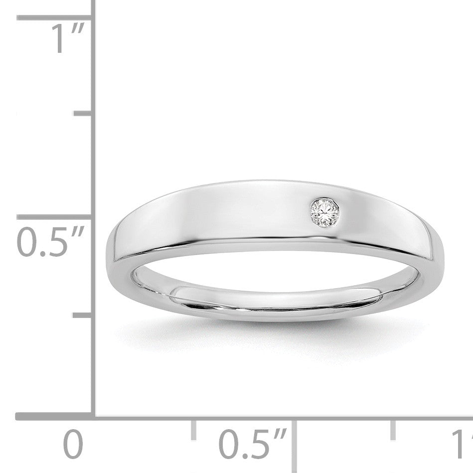 Alternate view of the 4mm Tapered 2pt Diamond Ring in Rhodium Plated Sterling Silver by The Black Bow Jewelry Co.